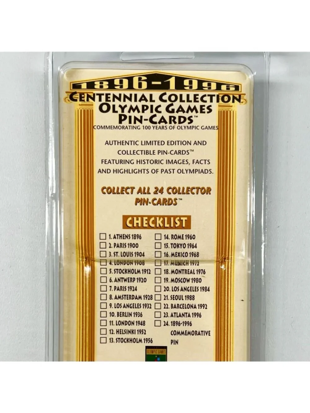 Vintage 1996 Centennial Collection Olympic Games Pin on Card Sealed London 1948